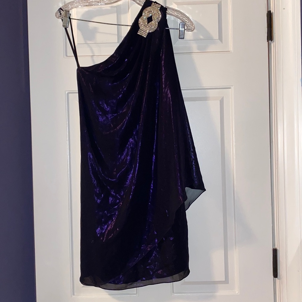 Metallic purple cocktail dress